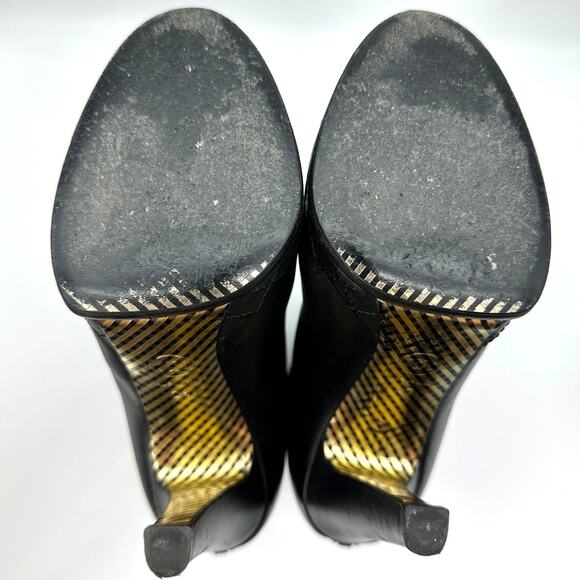 CHANEL Black Leather CC Cap Toe Quilter Platform Heel Boots IT 36 - Picture 11 of 15